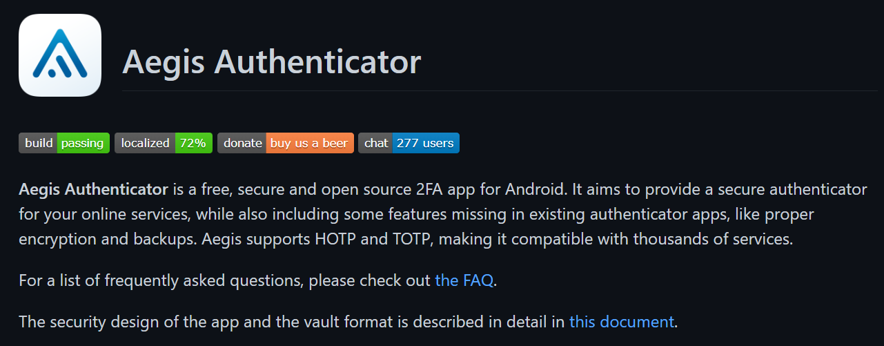 비트워든 TOTP : Aegis Authenticator