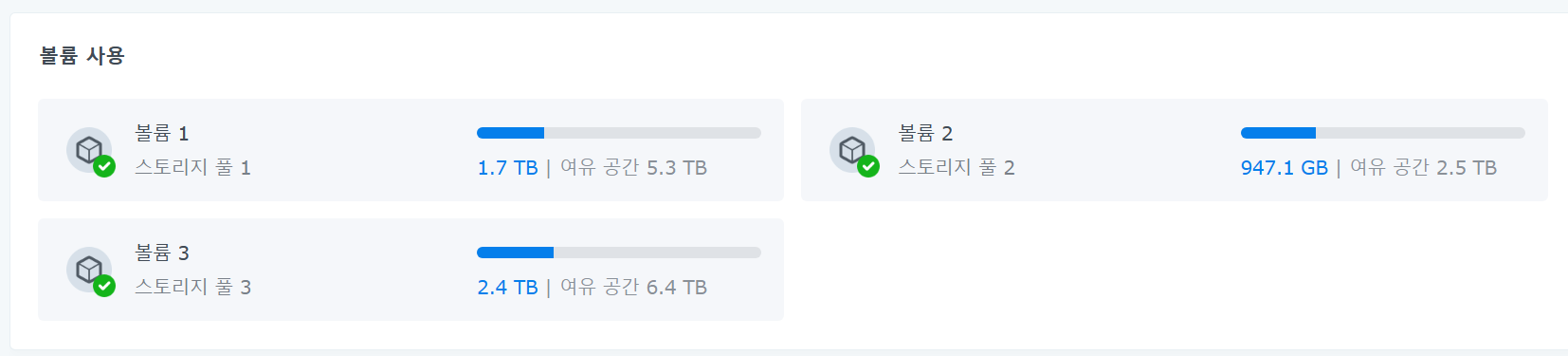 시놀로지 나스 볼륨 사용