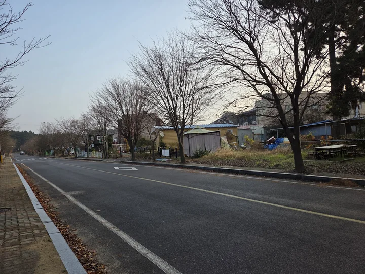 춘장대 해수욕장 뒤편 도로